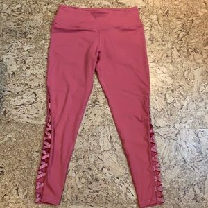 Victoria Sport Women’s Pink Side Laced Workout Leggings